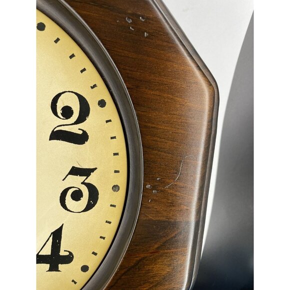 Vintage New England Clock Co Wood glass Wall Clock 20" flowers - Picture 8 of 16